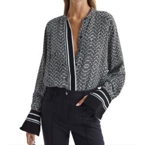 Reiss Ivy Graphic Print Button-down Blouse